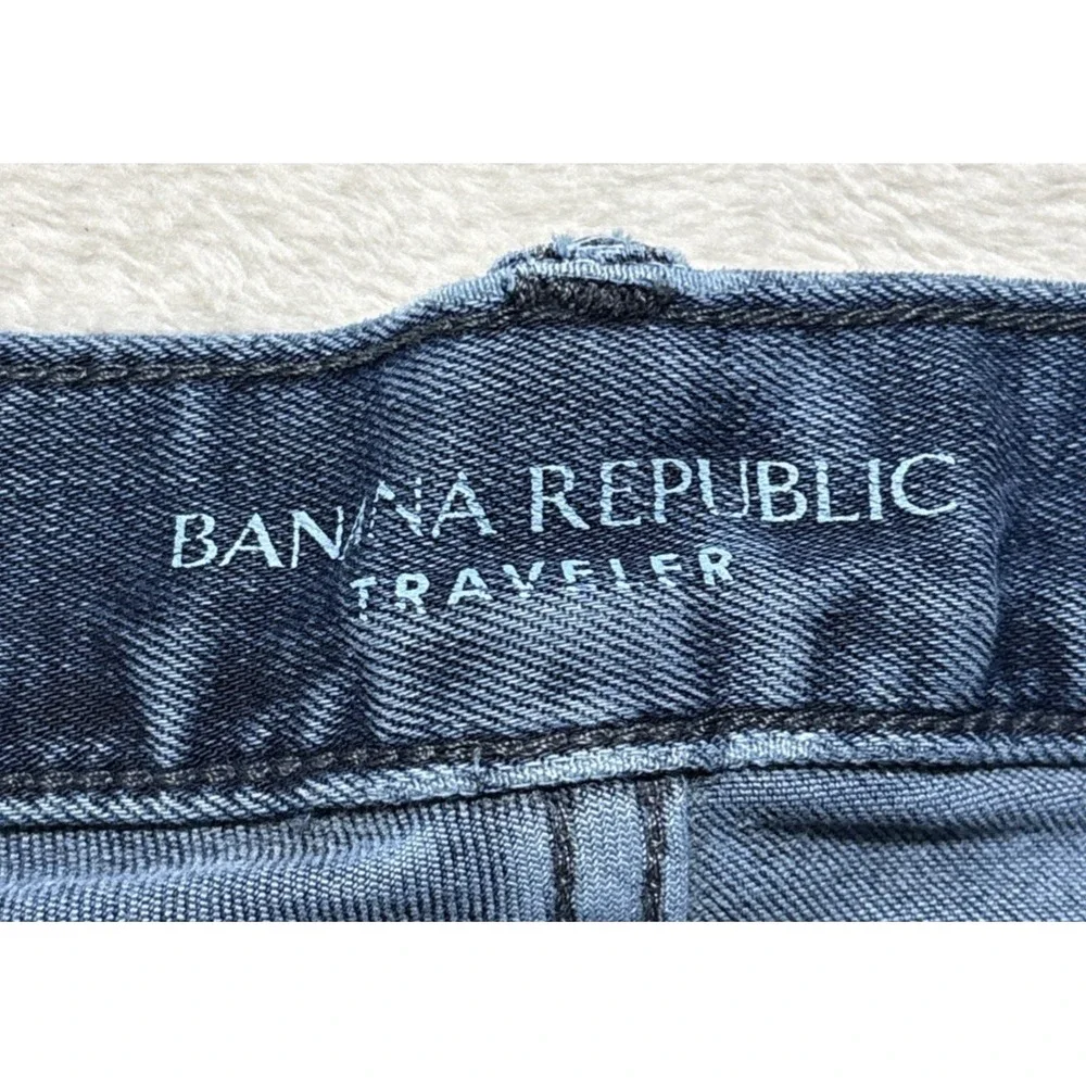 Banana Republic Traveler Jeans Mens 35x30 Blue Denim Stretch Regular Straight